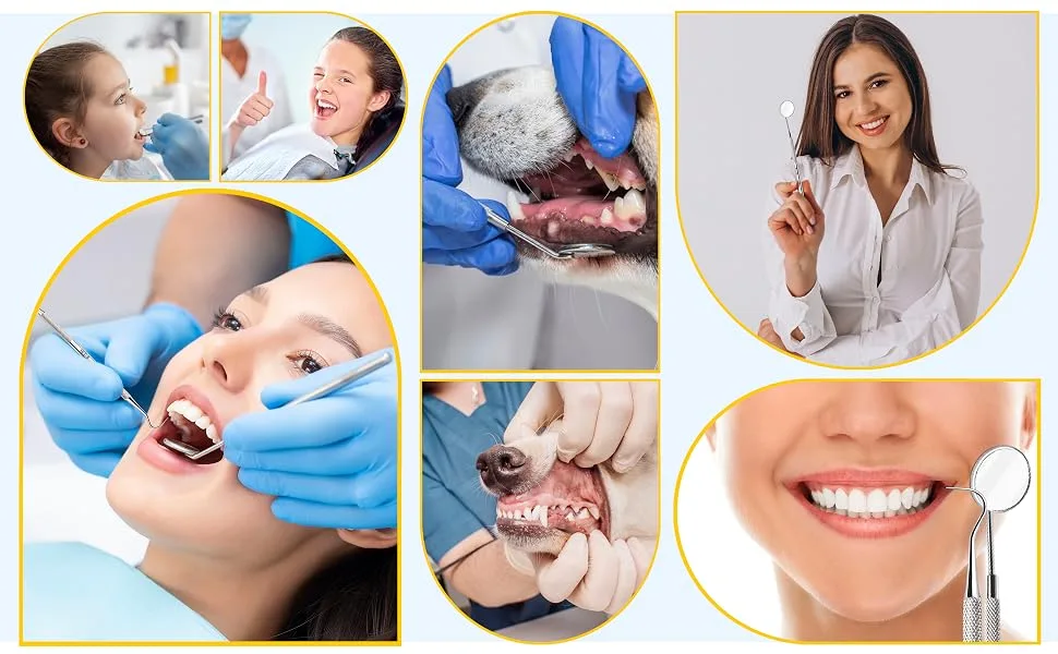 OCBA Dental Plaque Remover for Teeth Cleaning Kit for Plaque Removal Tools Including Dentist Mirror for Personal and Home Use - Plaque Remover tools