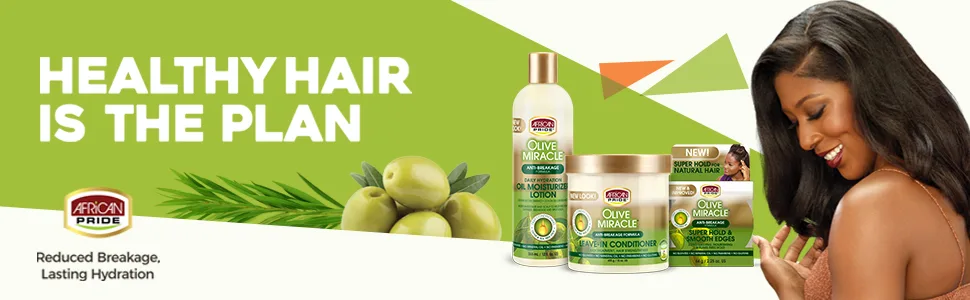 African Pride Olive Miracle Shampoo & Conditioner 2 in1 Formula (3 Pack) enriched with tea tree and olive oil to moisturize and protect hair and scalp, 12oz. - growth oil