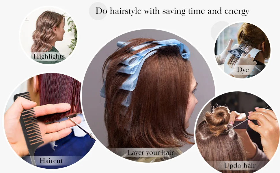6 Pieces Weaving Comb Dyeing Hair Comb Weaving Sectioning Foiling Comb Rat Tail Styling Hair Dyeing Combs for Foiling Balayage Hair Coloring (Assorted Styles) - product information 4