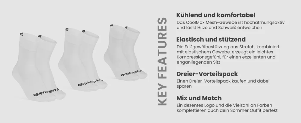 Gripgrab Lightweight SL Performance Summer Cycling Socks 1 Sock and 3 Pack Eyecatching 2 Lengths Rad Socks Lang Short 41-44 White - Lang 3 couples - 9020 white Premium Desktop DE