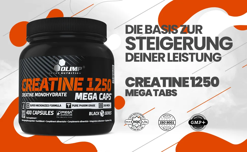 Olimp Creatine Monohydrate 1250. Creatine capsules (400stk).High -dose dietary supplements for muscle building |400 pieces (1 Pack) - creatine monohydrate esn zec creatine kapseln pulver 1250 caps olimp creapure jultrapure muscle