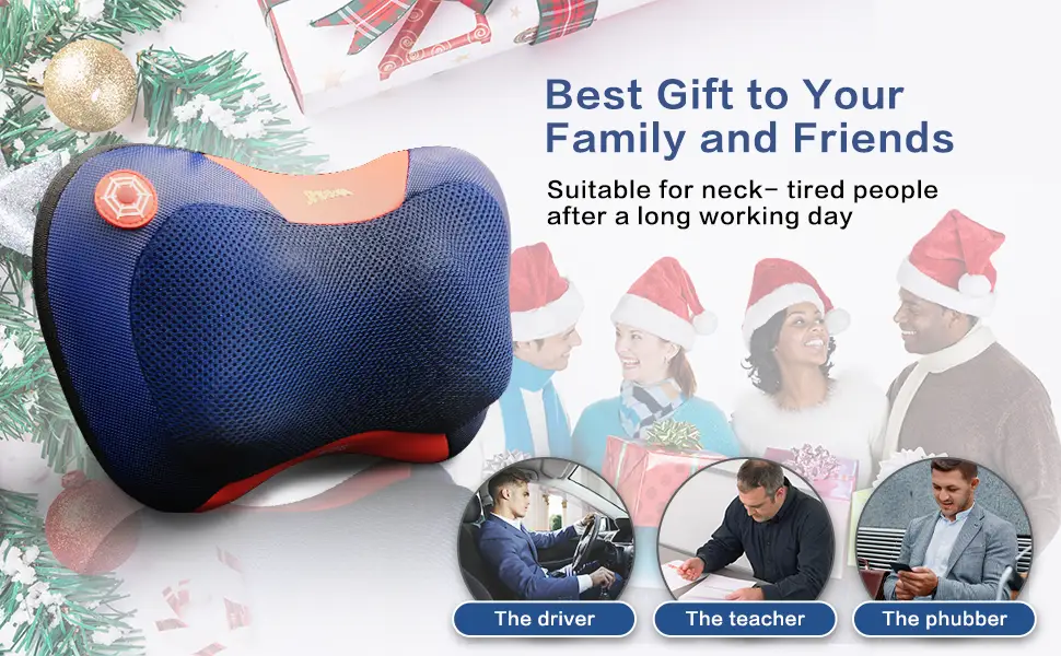 Marvel-Rotai Massage pillow with heat function neck massage device with a key to starting to start your neck shoulder back for office at home creative gift 33c15c21 cm (1 Pack) blue - Massagekissen mit Wärmefunktion