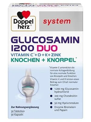 Double heart system glucosamine 1200 duo - with vitamin C as a contribution to normal collagen formation for normal cartilage function - 60 capsules and 60 tablets 60 capsules + 60 tablets - Glucosamin Duo