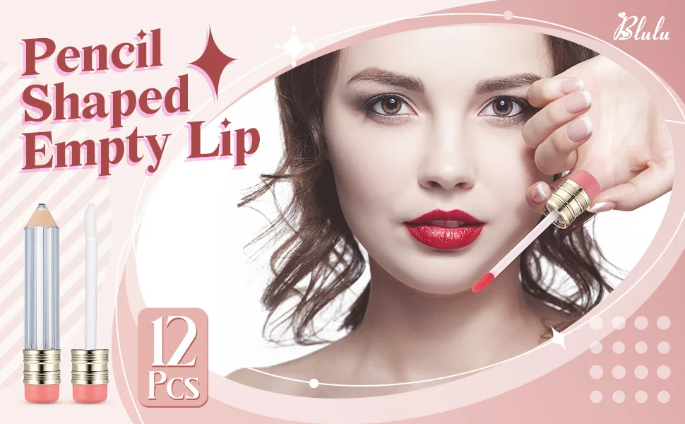 12 Pieces Pencil Shaped Empty Lip Gloss Tubes Containers 5 ml Clear Mini Refillable Lip Oil Bottles with 3 ml Dropper for Travel Split Charging DIY Makeup - product information 1