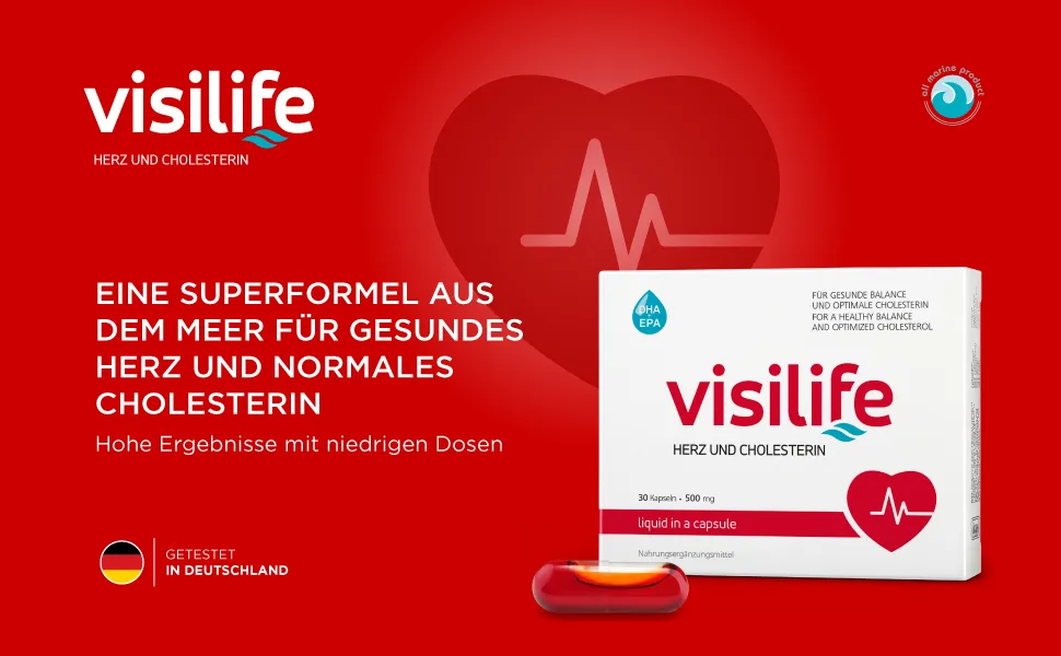 Visilife - for a healthy heart and normal cholesterol level - LDL and HDL.Liquid formula for a complete recording.High results with low doses.Laboratory test (1 Pack) - Visilife