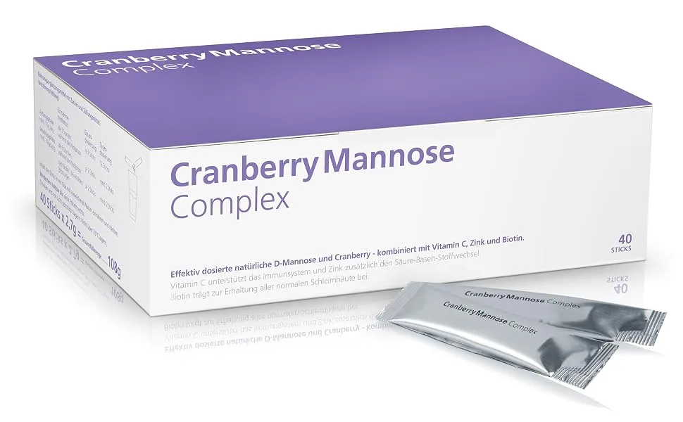 Cranberry Mannose Complex - D -Mannose powder highly dose + cranberry + zinc + biotin + natural vitamin C. Healthy bladder gently and laboratory testing.108 g (1 Pack) - Cranberry Mannose