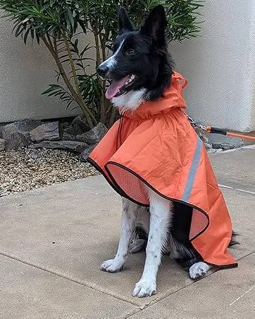 Docio dogs raincoat rain jacket with a hood & collar hole & reflective strip waterproof dog jacket for medium -sized large dogs 3xl blue 3xl (1 Pack) blue - product information 4