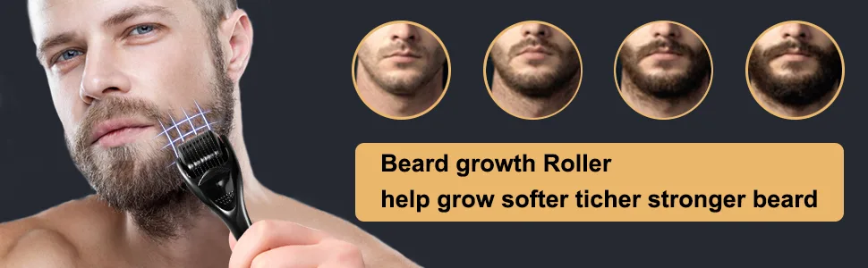 Derma Roller for Beard Hair Growth, Beard Roller for Men, 540 Titanium Microneedle Roller for Home Use 1PCS - Beard Roller for Men
