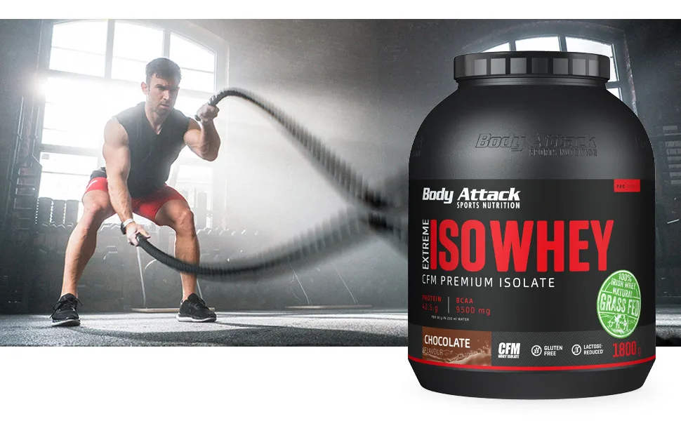 Body Attack Extreme ISO Whey Neutral 1 kg CFM Whey Protein Isolate Isolate from 100% Irish pasture milk gluten-free rich in EAAS perfectly soluble low in fat without aspartame 90.6% isolate content neutral (1 Pack) - EXTREME ISO WHEY