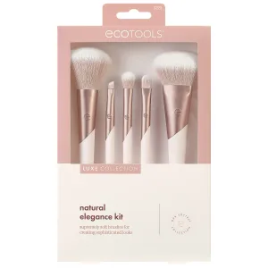 EcoTools Luxe Natural Elegance Professional Face Makeup & Foundation Brush Set, For Face, Cheek, and Eye Makeup, Ecofriendly Makeup Brushes, Pink, Luxurious and Glamorous, 5 Piece Set - image