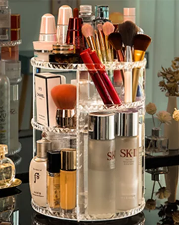 JessLab Palette Organizer, 7-Section Divided Plastic Makeup Organizer Eyeshadow Contour Blush Holder Cosmetics Storage for Bathroom Vanity Countertop, Transparent, S Transparent Small - Makeup Organizer