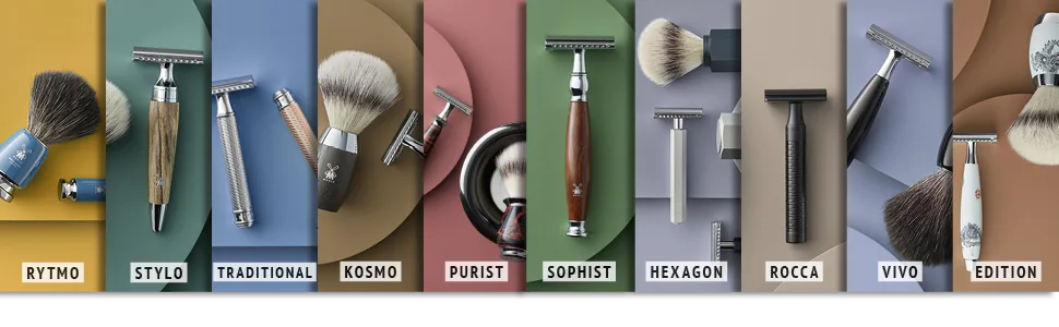 M HLE Classic Shaving Brush - Shaving brush with Silvertip Fibre - medium - Handle made of black precious resin - Handmade - vegan - Designserien Classic