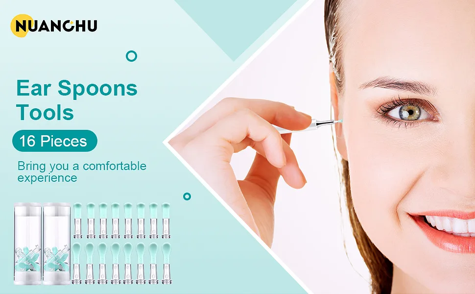 Replacement Ear Spoons Ear Retaining Ring Structure Ear Cleaner Tips Ear Wax Removal Tool Compatible with X17 Pro M9 Pro A2 B2 Pro C3/C3 Pro K10 (16 Pieces) - product information 1