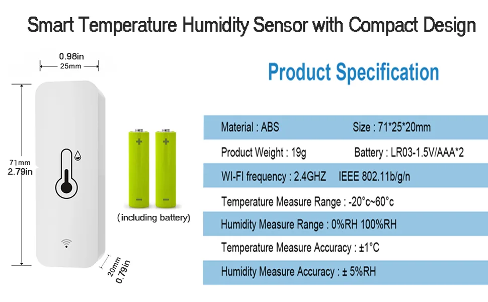 Comboss WiFi-Hygrometer thermometer sensor wireless temperature and moisture sensor for indoor and outdoor use with remote app notification alarm work with the Tuya app (4-pack) - hygrometer homekit