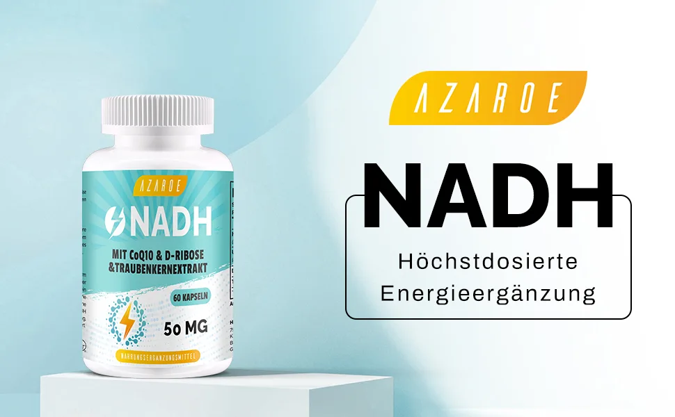 NADH 50mg high-dose composed formula with coenzyme Q10 for cellular energy antioxidant support and ATP production 180 capsules (3-pack) - NADH