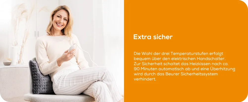 Beurer HK 48 Cosy Sofa heating pillows with quick heating 3 illuminated temperature levels and automatic switch-off extra soft turning pillows 40x30 cm (1-pack) without additional coverage - Beurer HK 48