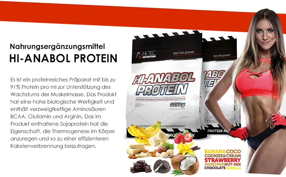 Hi Tec Nutrition - Hi Anabol Protein -2250g - Chocolate |Protein -rich supplement |91% protein |Support of muscle structure chocolate 2.25 kg (1 Pack) - hi tec