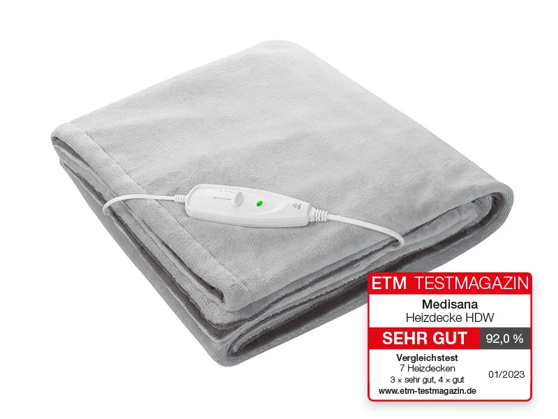 Medisana HDW cuddly heating ceiling washable cuddly ceiling with automatic switch-off 4 temperature levels 2-colored turning look gray/dark gray 180 x 130 cm - product information 16