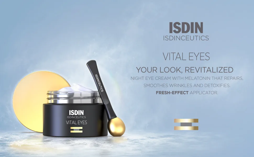 ISDIN Isdinceutics Vital Eyes - Night Eye Cream for Wrinkles Formulated with Melatonin, Cooling Applicator Included - Module 01