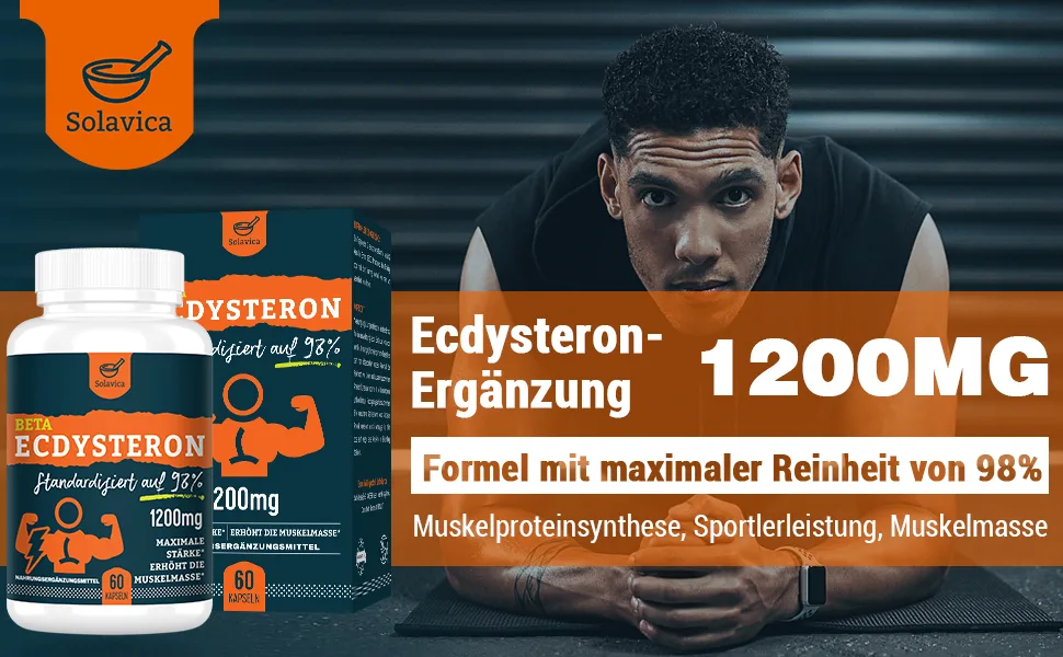 Beta Ecdysterone Supplement 1200 mg 98% Maximum Purity of Ecdysterone (240 Capsules) 60 count (Pack of 4) - Muskelproteinsynthese