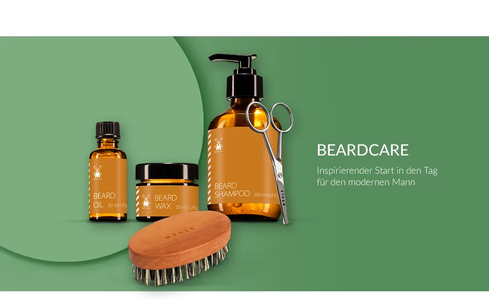 M HLE Beard Care Bundle - 5-piece set with shampoo care oil wax beard brush and ergonomic stainless steel scissors - BEARDCARE - Bundle