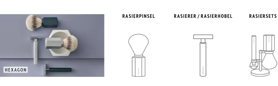 M HLE shaving brush - Hexagon series - silvertip badger - aluminum anodized forest - Mühle Hexagon Varianten