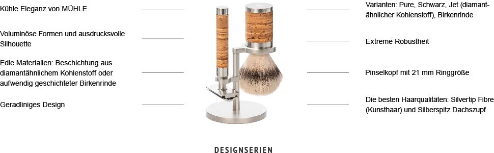 M HLE shaving brush - Rocca series - silvertip badger - handle stainless steel black DLC - Mühle ROCCA Vorteile