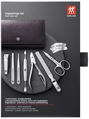 ZWILLING Manicure and Pedicure Set Travel Case Set Nail Care Leather 7-piece Purple Purple Single - image