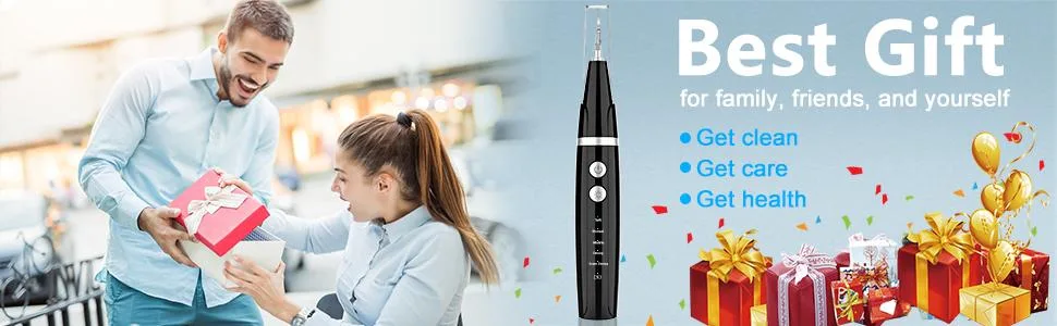 Ultrasonic Tooth Cleaner - Plaque Remover for Teeth Remove Teeth Stain tarter Plaque Calculus - with Led 5 Adjustable Modes 2 Replaceable Clean Heads - 100% Safe Black - product information 8