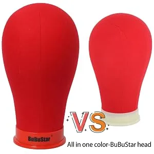 Canvas Block Head Mannequin Head Wig Head Poly Manikin Head for Making Wigs Professional Mannequin Head with Stand (22'', Lightpink) 22'' Lightpink - wig head