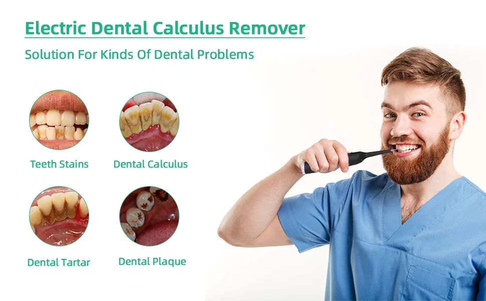 Electric Dental Calculus Remover, Plaque Remover for Teeth Tartar Stain Remover, High Frequency Sonic Tooth Cleaner Scraper Teeth Cleaning Kit with LED Light USB Rechargeable 3 Adjustable Modes Black - product information 2