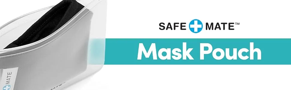 Safe+Mate - Face Mask Storage Bags - (3) Reusable - Carrying Pouch - Fits Most Cloth Face Masks - 3 Pack - 2 Frosted/1 Holographic - mask pouch