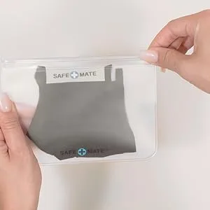 Safe+Mate - Face Mask Storage Bags - (3) Reusable - Carrying Pouch - Fits Most Cloth Face Masks - 3 Pack - 2 Frosted/1 Holographic - mask pouch