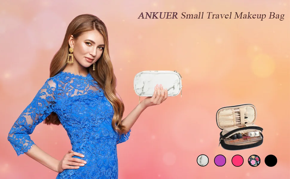 Travel Makeup Bag Small Cosmetic Bag Organizer Cosmetic Case Pouch Gift for Women (purple) - best gift