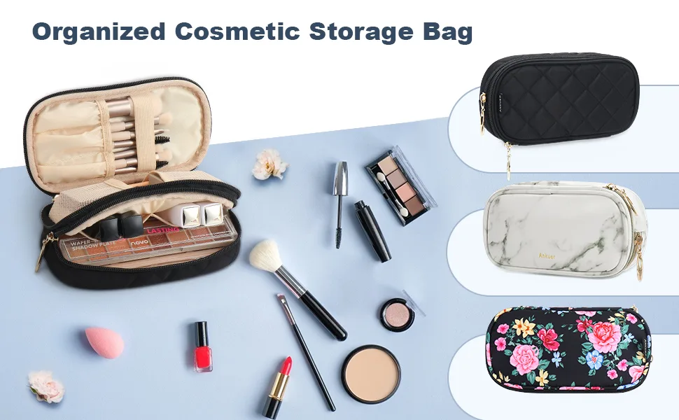 Travel Makeup Bag Small Cosmetic Bag Organizer Cosmetic Case Pouch Gift for Women (purple) - storage bag