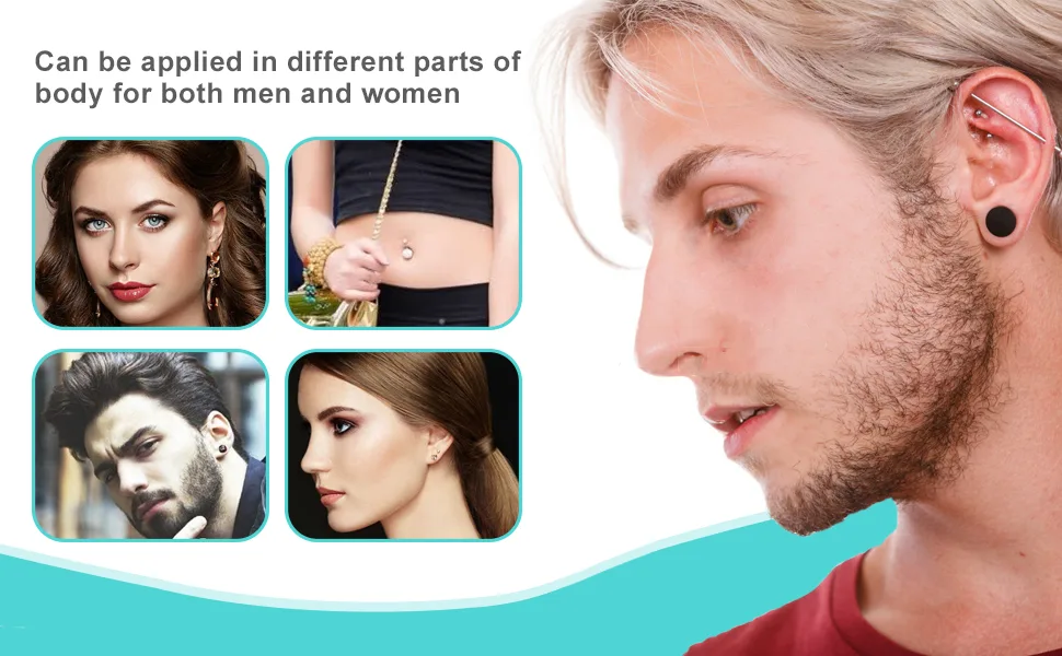 Ear Piercing Gun Kit Reusable Stainless Steel Ear Percinging Tool Set Professional Body Nose Earrings Piercing Machine With Hypoallergenic Surgical Studs Silver Sticks… Yellow - Can be applied in different parts of body for both men and women