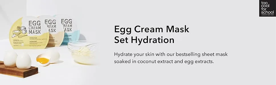 [Too Cool for School] Egg Mask Set - Cica/Hydration/Firming/Pore Tightening/Deep Moisture (5 Sheets) Egg Cream Mask - Hydration - Too Cool for School Egg Cream Mask Set Hydration