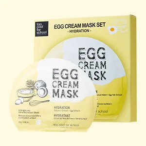 [Too Cool for School] Egg Mask Set - Cica/Hydration/Firming/Pore Tightening/Deep Moisture (5 Sheets) Egg Cream Mask - Hydration - Too Cool for School Egg Cream Mask Set Hydration
