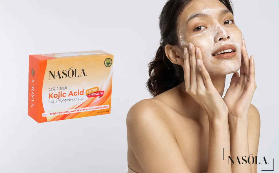 Nasola Kojic Acid Soap for Hyperpigmentation Treatment Underarm Skin Lightening & Acne Dark Spot Whitening Body Tone Face & Armpit Bleaching - Nasola Original Kojic Acid Skin Brightening Soap