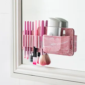 Silicone Makeup Brush Drying Holder, Wall Mounted Makeup Brush Organizer Brushes Storage Toothbrush Holder Mount to Wall, Mirror and Tile for Bathroom - Silicone Makeup Brushes Organizer