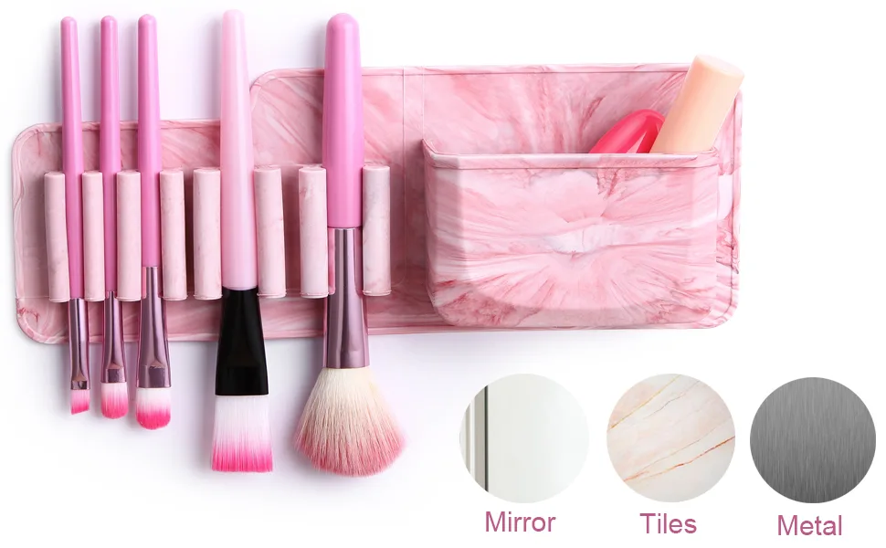 Silicone Makeup Brush Drying Holder, Wall Mounted Makeup Brush Organizer Brushes Storage Toothbrush Holder Mount to Wall, Mirror and Tile for Bathroom - smooth surface