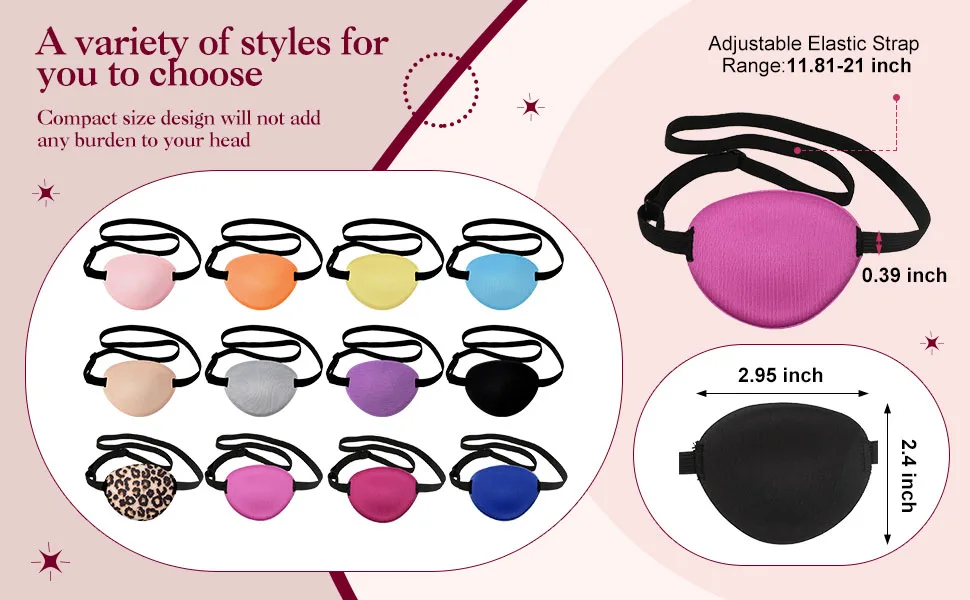 16 Pieces Eye Patch Silk Eye Patch Adjustable Eye Patch Single Left Eye Mask Various Color Elastic Medical Eye Patch Soft Eye Patch for Adult and Junior Kid (Mixed Colors) - product information 2