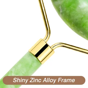 Natural Jade Roller for Face Eyes Tool Jade Facial Roller Noiseless Facial Massage Roller - Zinc Alloy Frame