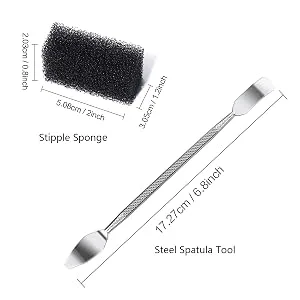 BOBISUKA Special Effects SFX Halloween Makeup Kit Black White Face Body Paint + Scar Wax with Spatula Tool + Fake Blood + Elf Ears + Vampire Teeth + Stipple Sponges Cosplay Dress Up Face Painting Sets 01 - Spatula Tool & Stipple Sponge
