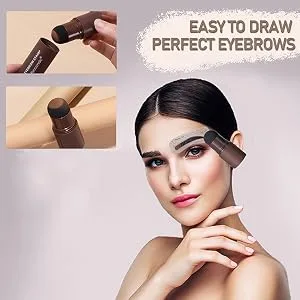 ibcccndc One Step Eyebrow Stamp Shaping Kit - Eyebrow Powder Stamp with 10 Reusable Eyebrow Stencils 2 Eyebrow Pen Brushes, Long Lasting Waterproof Eyebrow Makeup (dark brown) - eyebrow stamp