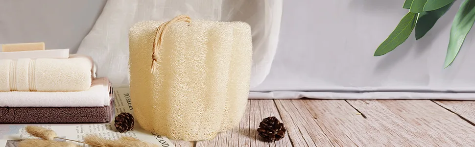Natural Shower Loofah Sponge, Bath Exfoliating Loofa Body Scrubber, Soft and Easy Foaming Spa Lufa Sponges (2 Pack) 2 Count (Pack of 1) - exfoliating sponge