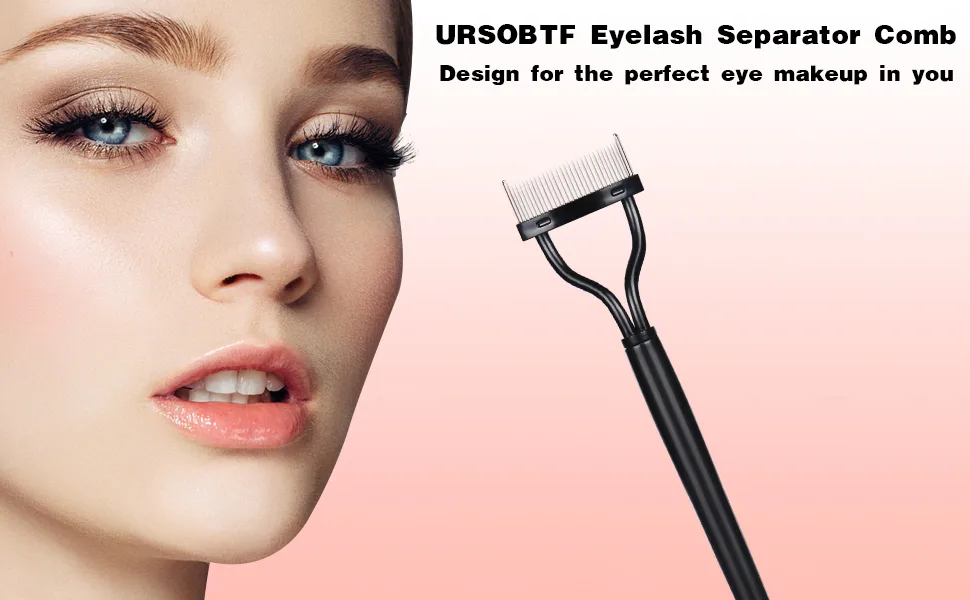 URSOBTF Eyelash Comb, Eyelash Separator Tool Metal Teeth, Eyelash Brush Mascara Comb Eyebrow Eye Lash Comb Lash Applicator Tool for Girls and Women Arc Comb - eyelash comb