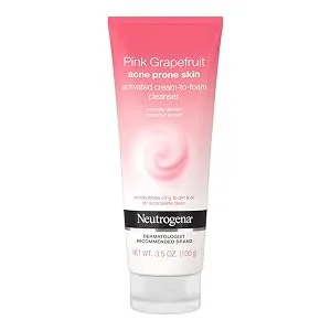Neutrogena Pink Grapefruit Activated Cream-to-Foam Cleanser Acne Prone Skin Grapefruit Extract, Acne Face Wash, 3.5 oz (Pack of 2) - NEUTROGENA Pink Grapefruit Acne Prone Skin Activated Cream-to-Foam Cleanser