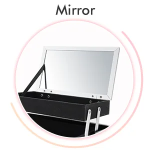 Costravio Portable Makeup Case, Small Cosmetic Organizer Box with 2 Trays for Travel, Lockable Makeup Box with Handle and Mirror for Lady Girl - Pink - cosmetic case with mirror