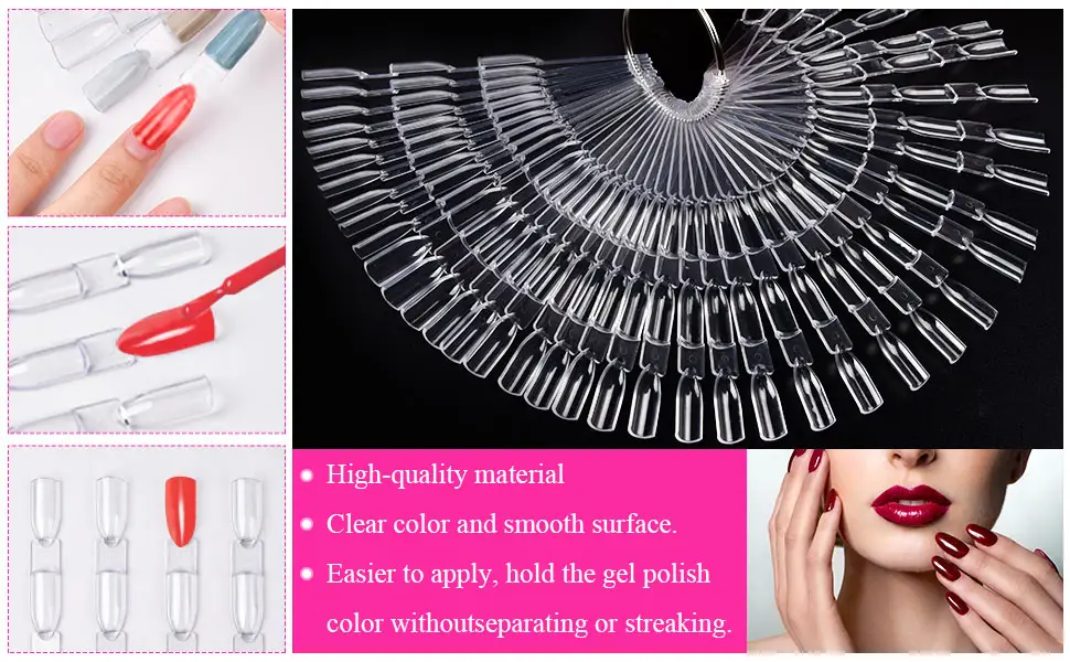 Nail Display Tips, MORGLES 150 Tips Nail Polish Sample Sticks Stiletto Nail Swatch Sticks with Ring, Nail Testers for Nail Salon Polish Practice Display - product information 3